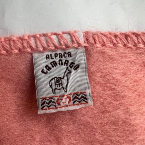 Alpaca Camargo Scarf Solid Peach Rectangle Fluffy Soft 9" x  75" Made Peru NEW - Picture 6 of 6